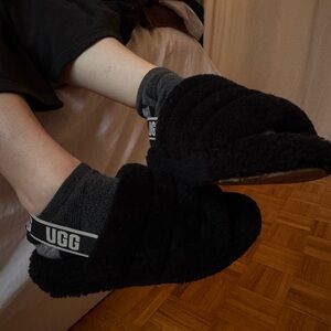 black UGG slippers